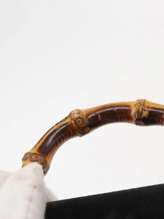 GUCCI Bamboo Backpack Suede Black Gold - Picture 12 of 16